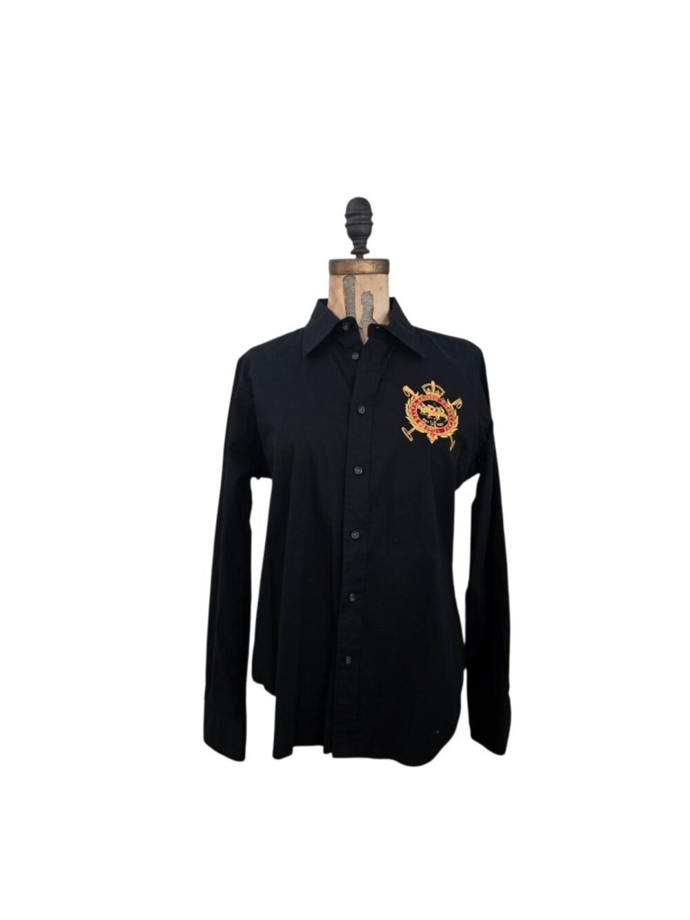 Ralph Lauren Sport Button Down Shirt Embroidered Challenge Crest Black 14